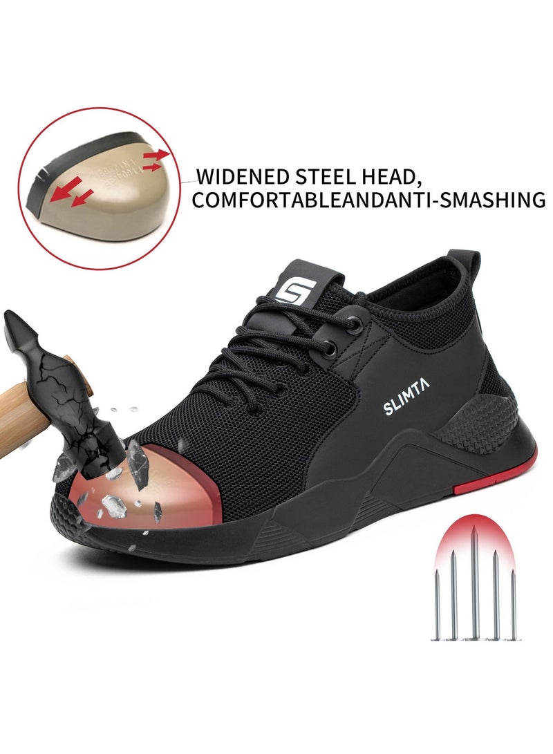 SLIMTA® Safety Shoes for Men Women Steel Toe Boots Non-Slip Lightweight Breathable Sneakers Puncture Proof Protective Industrial Black Work Shoes - Image 4